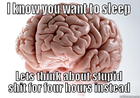 Scumbag Brain - I KNOW YOU WANT TO SLEEP LETS THINK ABOUT STUPID SHIT FOR FOUR HOURS INSTEAD Scumbag Brain