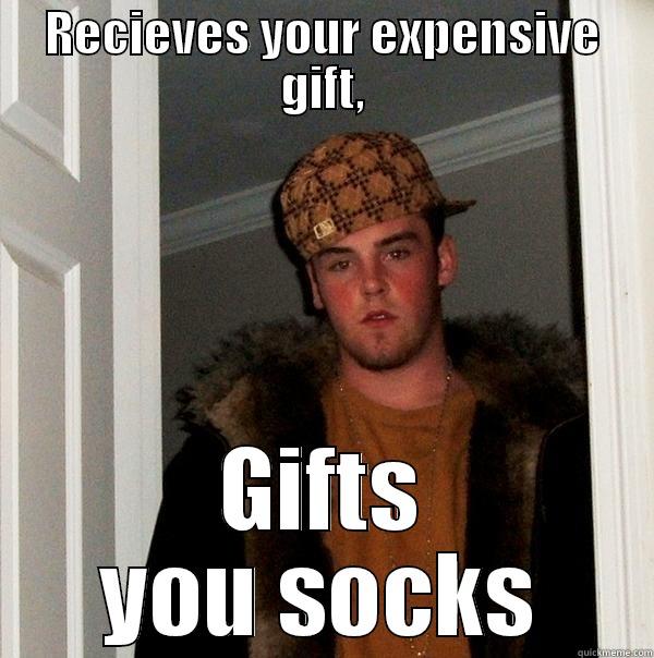 RECIEVES YOUR EXPENSIVE GIFT, GIFTS YOU SOCKS Scumbag Steve