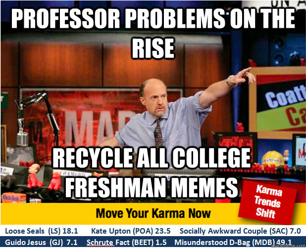 professor problems on the rise recycle all college freshman memes   Jim Kramer with updated ticker