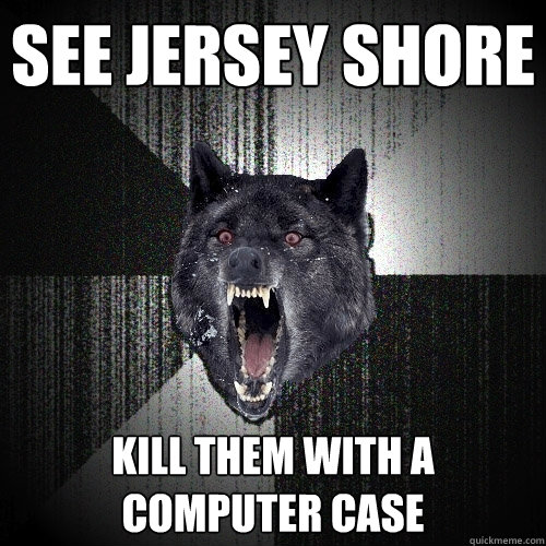 See Jersey Shore Kill them with a computer case  Insanity Wolf