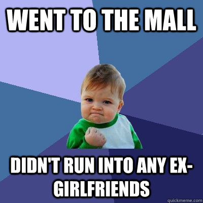 Went to the mall Didn't run into any Ex-girlfriends  Success Kid