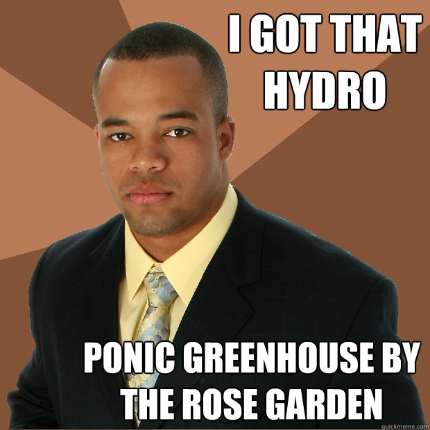 i got that hydro ponic greenhouse by the rose garden  Successful Black Man