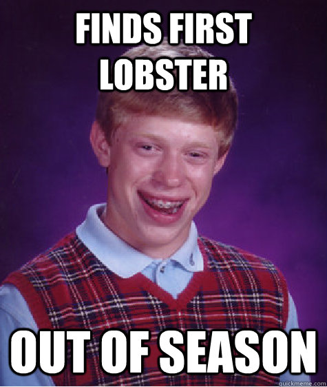 finds first lobster out of season  Bad Luck Brian