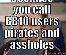  BECAUSE YOU CALL BB10 USERS PIRATES AND ASSHOLES Misc