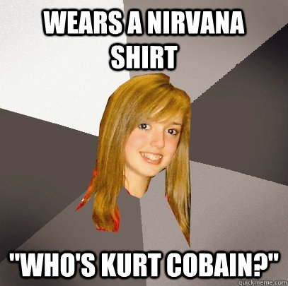 wears a nirvana shirt 