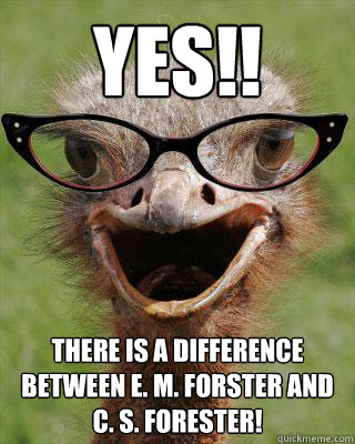 YES!! There is a difference between E. M. Forster and C. S. Forester!  Judgmental Bookseller Ostrich