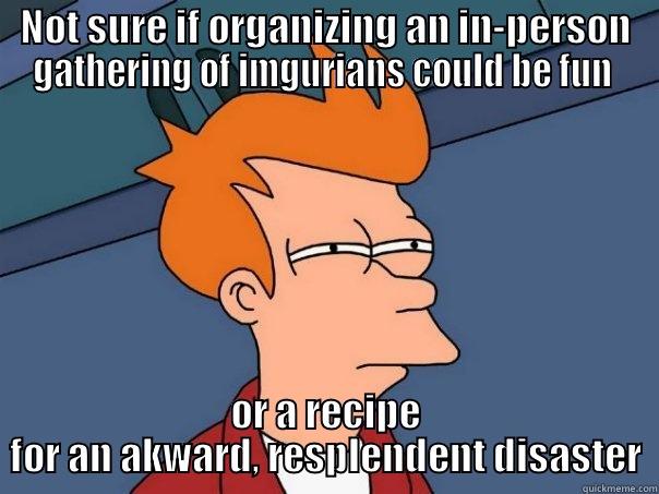 NOT SURE IF ORGANIZING AN IN-PERSON GATHERING OF IMGURIANS COULD BE FUN  OR A RECIPE FOR AN AWKWARD, RESPLENDENT DISASTER Futurama Fry