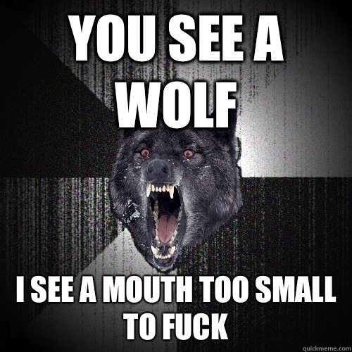 You see a wolf I see a mouth too small to fuck  Insanity Wolf