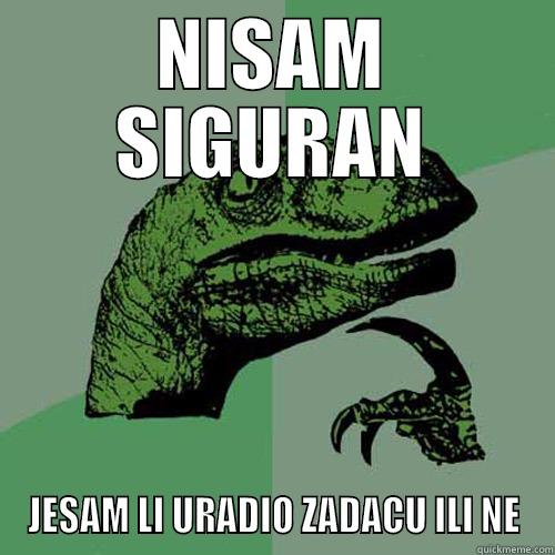 NISAM SIGURAN JESAM LI URADIO ZADACU ILI NE Philosoraptor