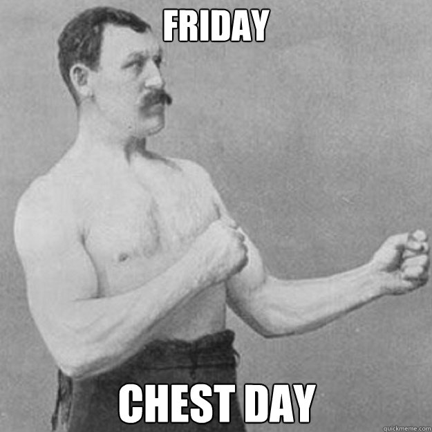 Friday Chest day  overly manly man