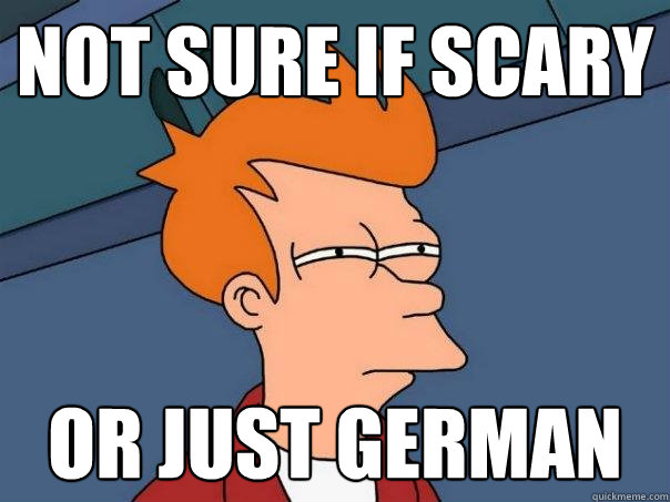 Not sure if scary or just german  Futurama Fry