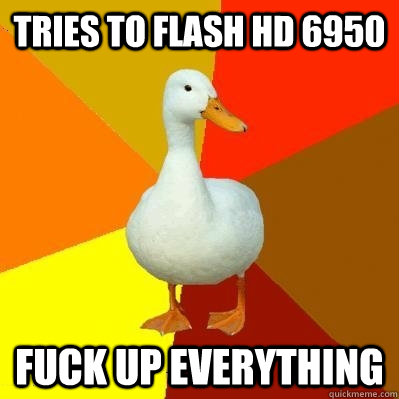 tries to flash HD 6950 Fuck up everything  Tech Impaired Duck