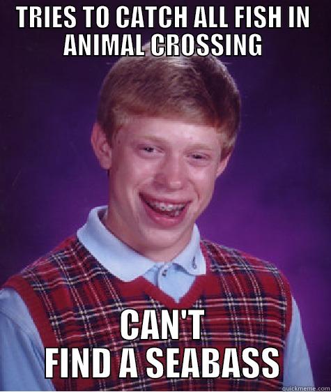 TRIES TO CATCH ALL FISH IN ANIMAL CROSSING CAN'T FIND A SEABASS Bad Luck Brian