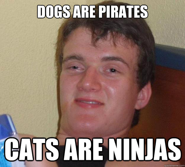 dogs are pirates cats are ninjas  10 Guy