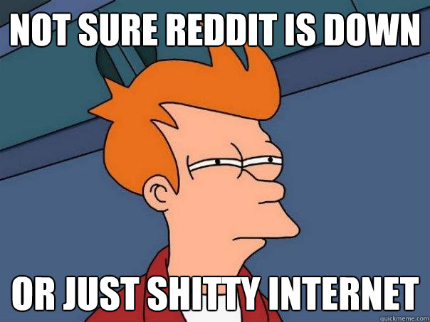 NOT SURE reddit is down or just shitty internet - NOT SURE reddit is down or just shitty internet  Futurama Fry