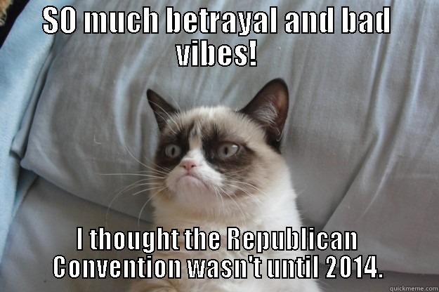 SO MUCH BETRAYAL AND BAD VIBES! I THOUGHT THE REPUBLICAN CONVENTION WASN'T UNTIL 2014. Grumpy Cat