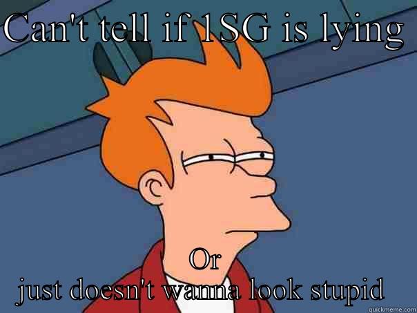 CAN'T TELL IF 1SG IS LYING  OR JUST DOESN'T WANNA LOOK STUPID  Futurama Fry