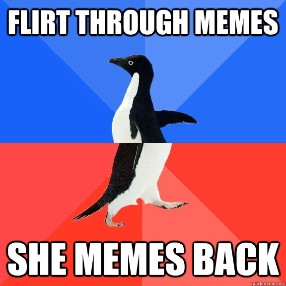 Flirt through memes She memes back  Socially Awkward Awesome Penguin