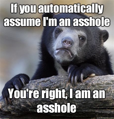 If you automatically assume I'm an asshole You're right, I am an asshole  Confession Bear