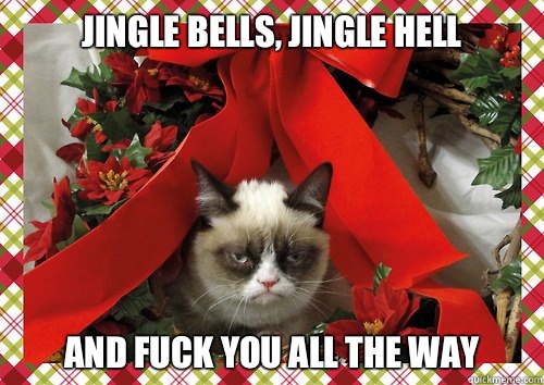 Jingle bells, jingle hell And fuck you all the way  A Grumpy Cat Christmas