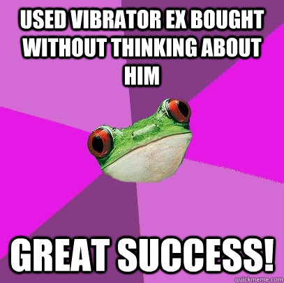 Used vibrator ex bought without thinking about him great success!  Foul Bachelorette Frog