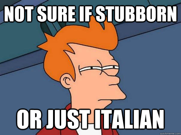 Not sure if stubborn Or just italian  Futurama Fry