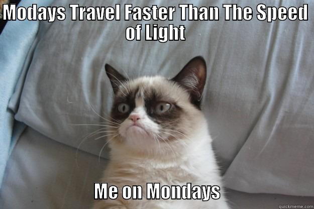 MODAYS TRAVEL FASTER THAN THE SPEED OF LIGHT                                    ME ON MONDAYS                          Grumpy Cat