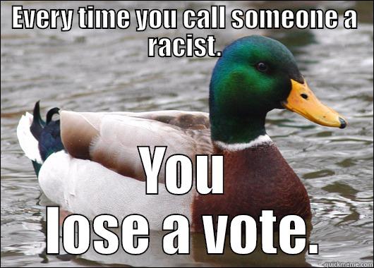 EVERY TIME YOU CALL SOMEONE A RACIST. YOU LOSE A VOTE. Actual Advice Mallard