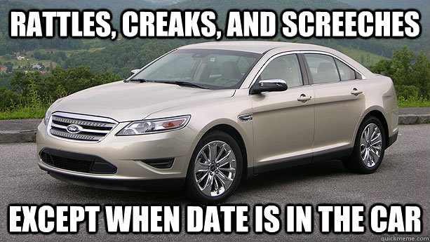 Rattles, creaks, and screeches Except when date is in the car  