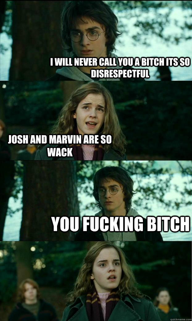 i will never call you a bitch its so disrespectful josh and marvin are so wack you fucking bitch  Horny Harry