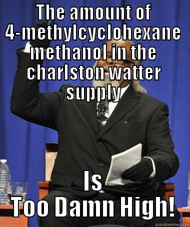 THE AMOUNT OF 4-METHYLCYCLOHEXANE METHANOL IN THE CHARLSTON WATTER SUPPLY IS TOO DAMN HIGH! The Rent Is Too Damn High