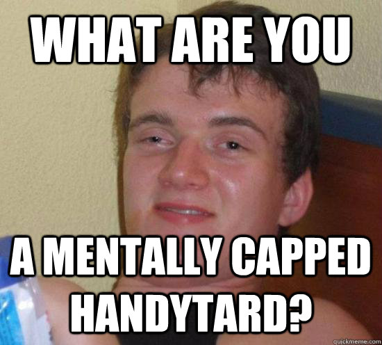 What are you  a mentally capped handytard? - What are you  a mentally capped handytard?  Really High Guy