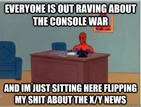 Everyone is out raving about the console war and im just sitting here flipping my shit about the X/Y news  Spiderman Desk