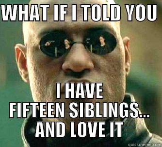 WHAT IF I TOLD YOU  I HAVE FIFTEEN SIBLINGS... AND LOVE IT Matrix Morpheus