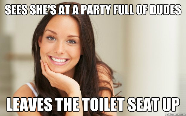 Sees she's at a party full of dudes Leaves the toilet seat up  Good Girl Gina