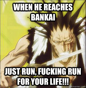 when he reaches bankai JUST RUN, FUCKING RUN FOR YOUR LIFE!!!  Kenpachi Bankai