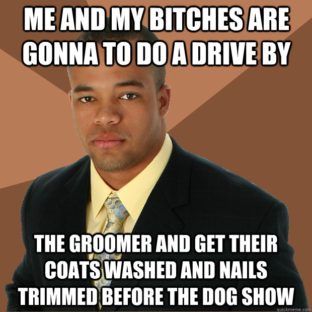 Me and my bitches are gonna to do a drive by the groomer and get their coats washed and nails trimmed before the dog show - Me and my bitches are gonna to do a drive by the groomer and get their coats washed and nails trimmed before the dog show  Successful Black Man