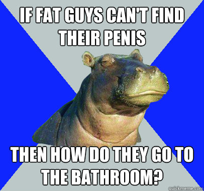 If fat guys can't find their penis then how do they go to the bathroom?  Skeptical Hippo