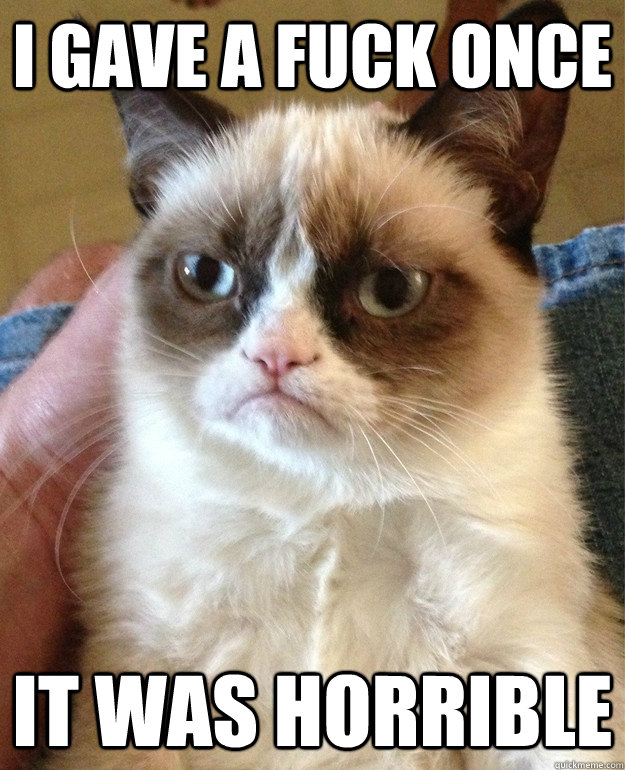 I gave a fuck once it was horrible   Grumpy Cat