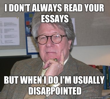 I don't always read your essays But when i do i'm usually disappointed  Humanities Professor