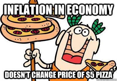 Inflation in economy Doesn't change price of $5 pizza  - Inflation in economy Doesn't change price of $5 pizza   Misc