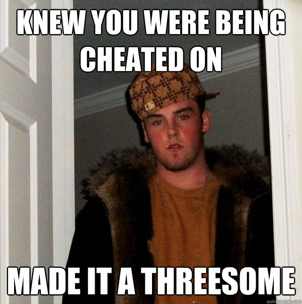 knew you were being cheated on made it a threesome  Scumbag Steve