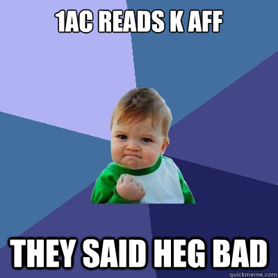 1AC reads k aff they said heg bad - 1AC reads k aff they said heg bad  Success Kid