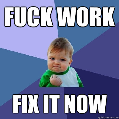 Fuck Work fix it now  Success Kid