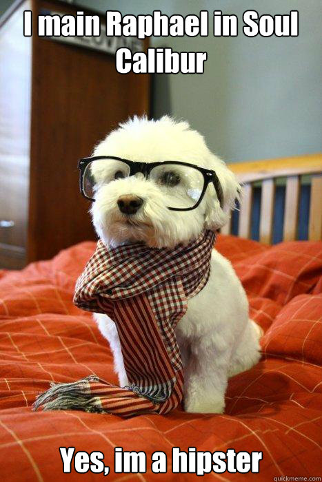 I main Raphael in Soul Calibur Yes, im a hipster  Hipster Dog