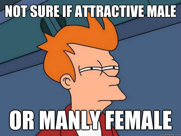 not sure if attractive male or manly female  Futurama Fry