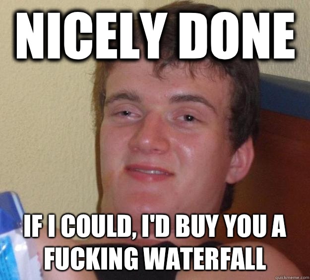 Nicely done If I could, I'd buy you a fucking waterfall  10 Guy