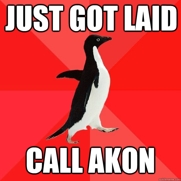 just got laid call akon  Socially Awesome Penguin