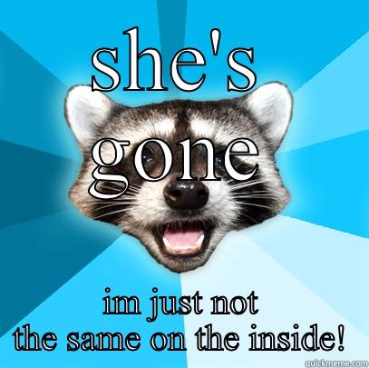 SHE'S GONE IM JUST NOT THE SAME ON THE INSIDE! Lame Pun Coon