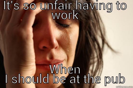 IT'S SO UNFAIR HAVING TO WORK WHEN I SHOULD BE AT THE PUB First World Problems